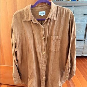 Mate Brown linen Button-Up Shirt